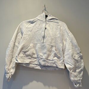 lululemon athletica Light Gray Cropped Half-Zip Hoodie